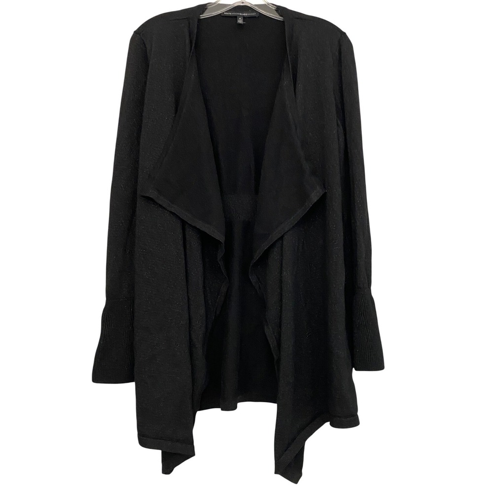White House Black Market Black‎ Metallic Shimmer Waterfall Cardigan Cashmere M